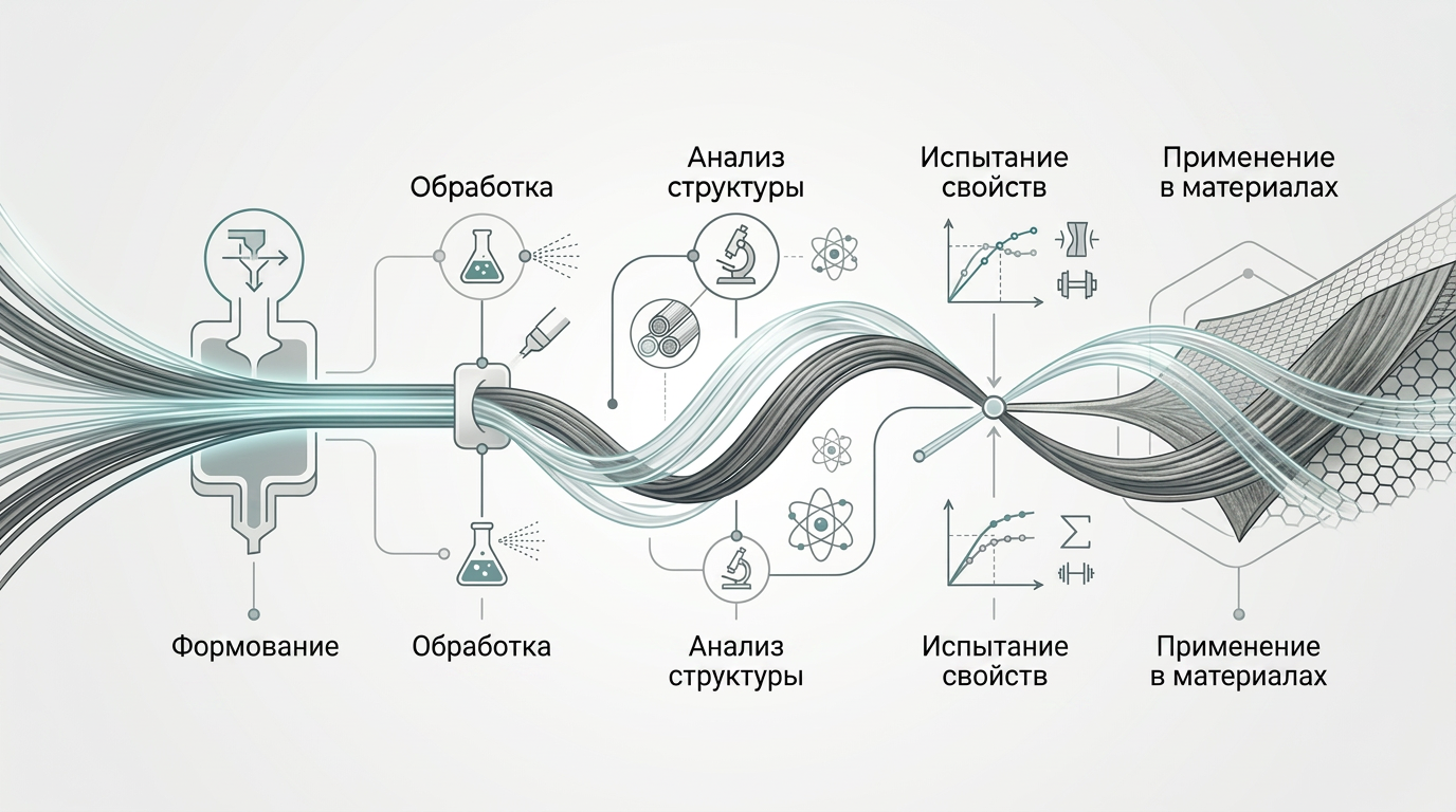 Схема исследований непрерывных стеклянных и базальтовых волокон